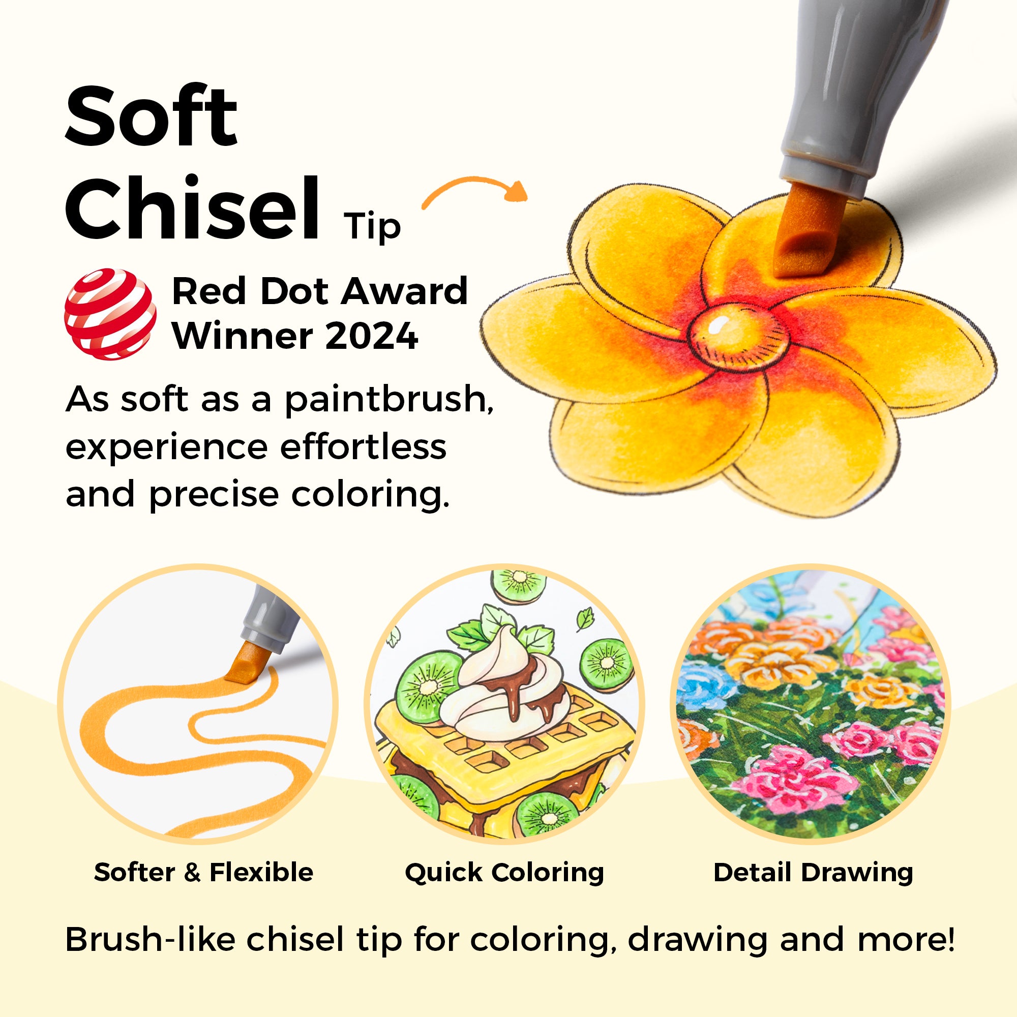 Ohuhu Honolulu² S 24 Basic Colors Dual Tips Alcohol Art Markers, Brush