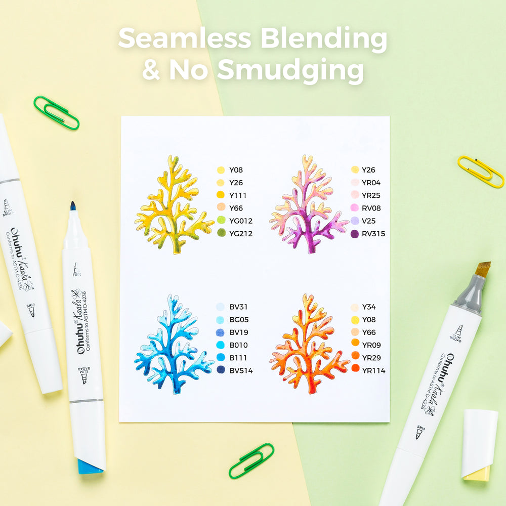 Ohuhu Kaala Five Tones Slim Broad and Fine Dual Tips Alcohol Art Markers