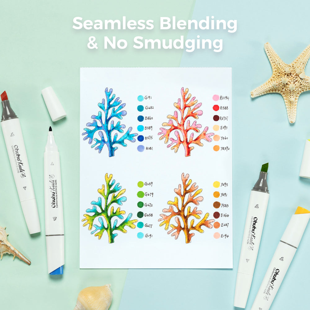 Ohuhu Kaala Five Tones Slim Broad and Fine Dual Tips Alcohol Art Markers