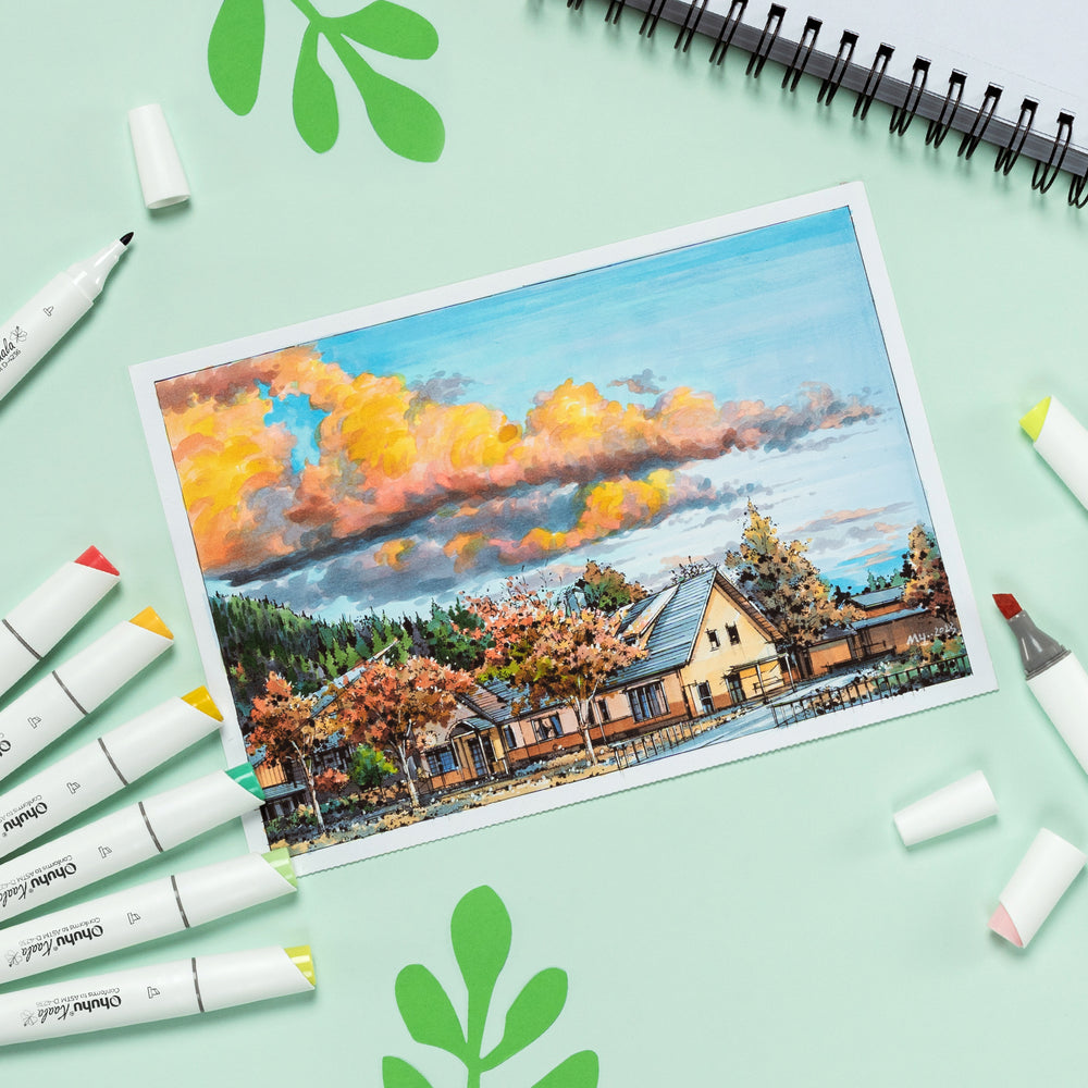 Ohuhu Kaala Five Tones Slim Broad and Fine Dual Tips Alcohol Art Markers