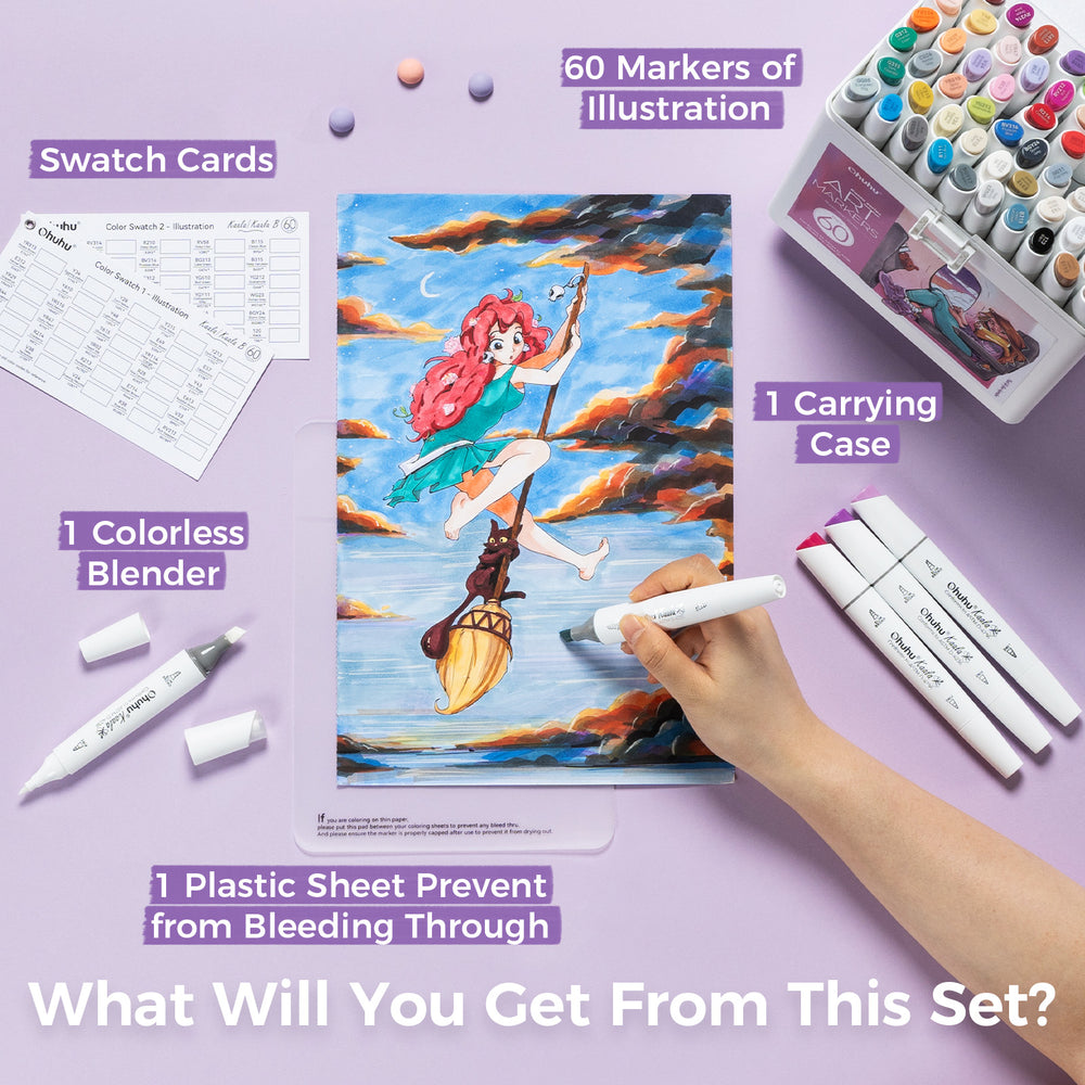 Ohuhu Kaala Five Tones Slim Broad and Fine Dual Tips Alcohol Art Markers