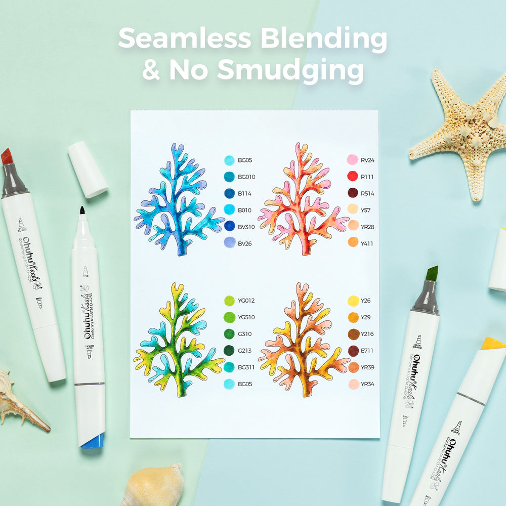 Ohuhu Kaala Five Tones Slim Broad and Fine Dual Tips Alcohol Art Markers