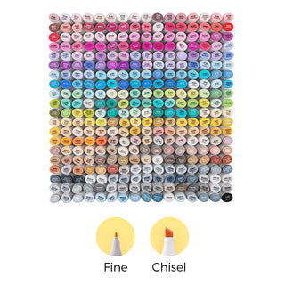 Unveiling 320 Colors Oahu Marker Bundle, Fine & Chisel