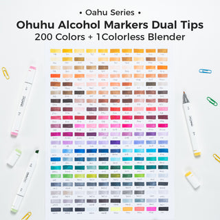 Ohuhu Oahu 200 Colors Dual Tips Alcohol Art Markers, Fine & Chisel