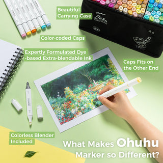 Ohuhu Oahu 200 Colors Dual Tips Alcohol Art Markers, Fine & Chisel