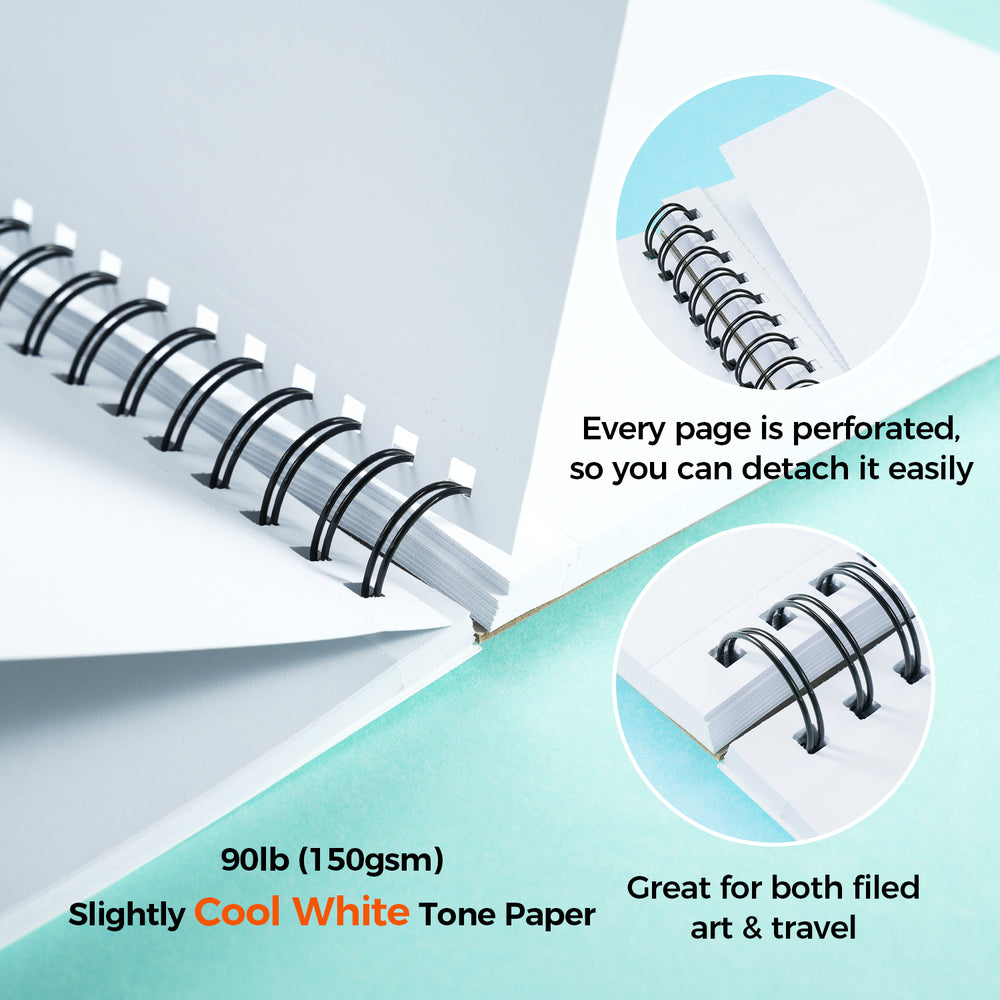 Ohuhu Bleedproof Double-Sided Marker Pad, Spiral-Bound