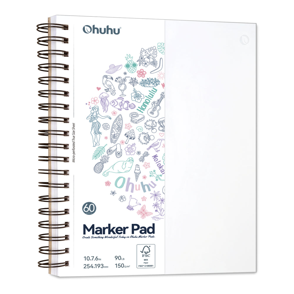 Ohuhu Bleedproof Double-Sided Marker Pad, Spiral-Bound