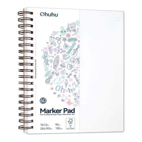 Ohuhu Bleedproof Double-Sided Marker Pad, Spiral-Bound