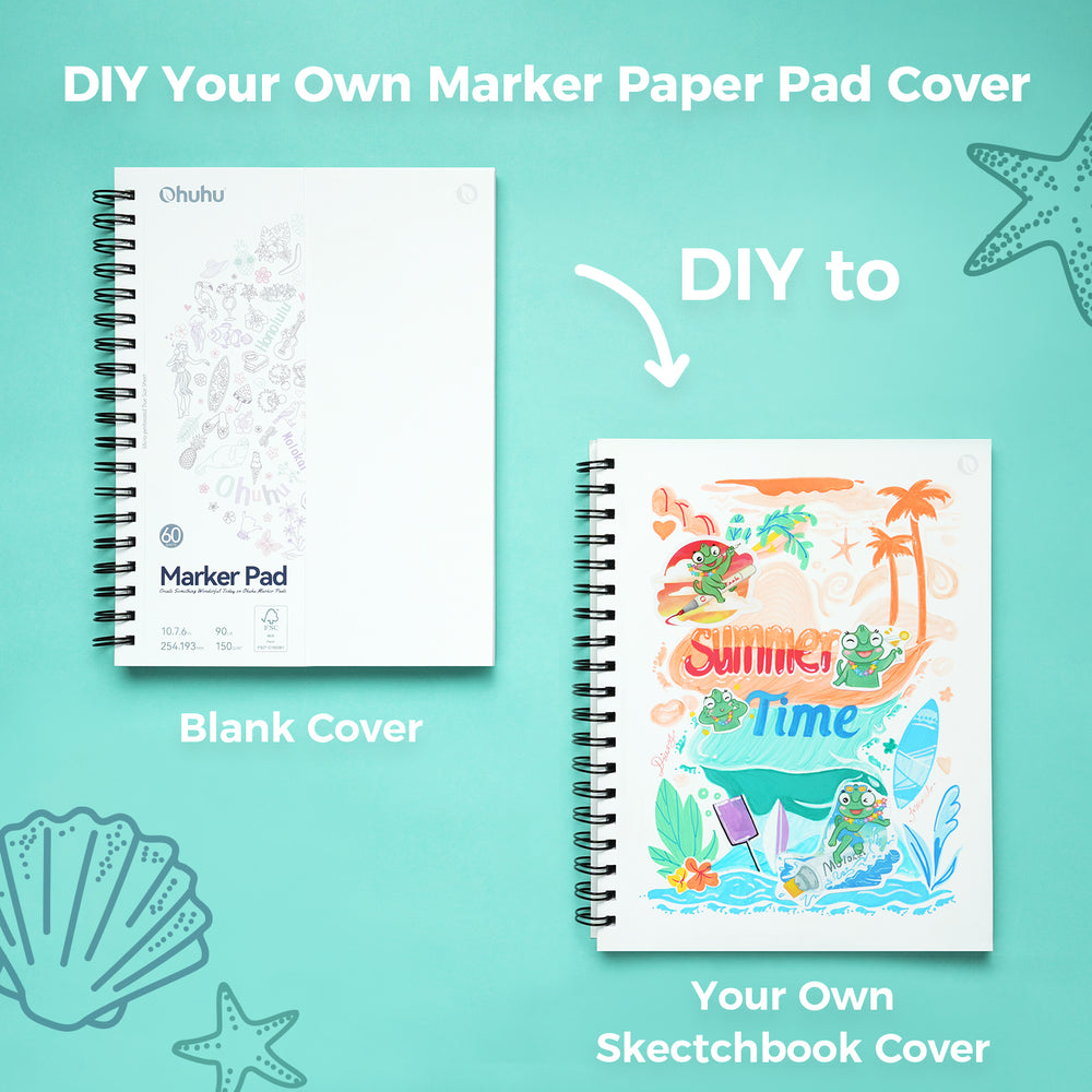 Ohuhu Bleedproof Double-Sided Marker Pad, Spiral-Bound