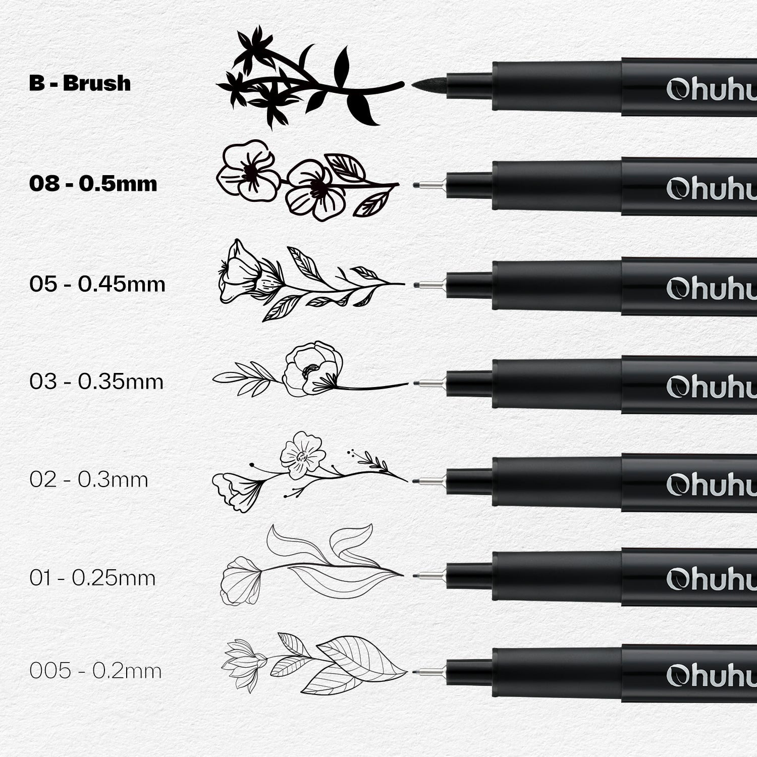 Ohuhu Fineliner Drawing Pen, 8 Pack