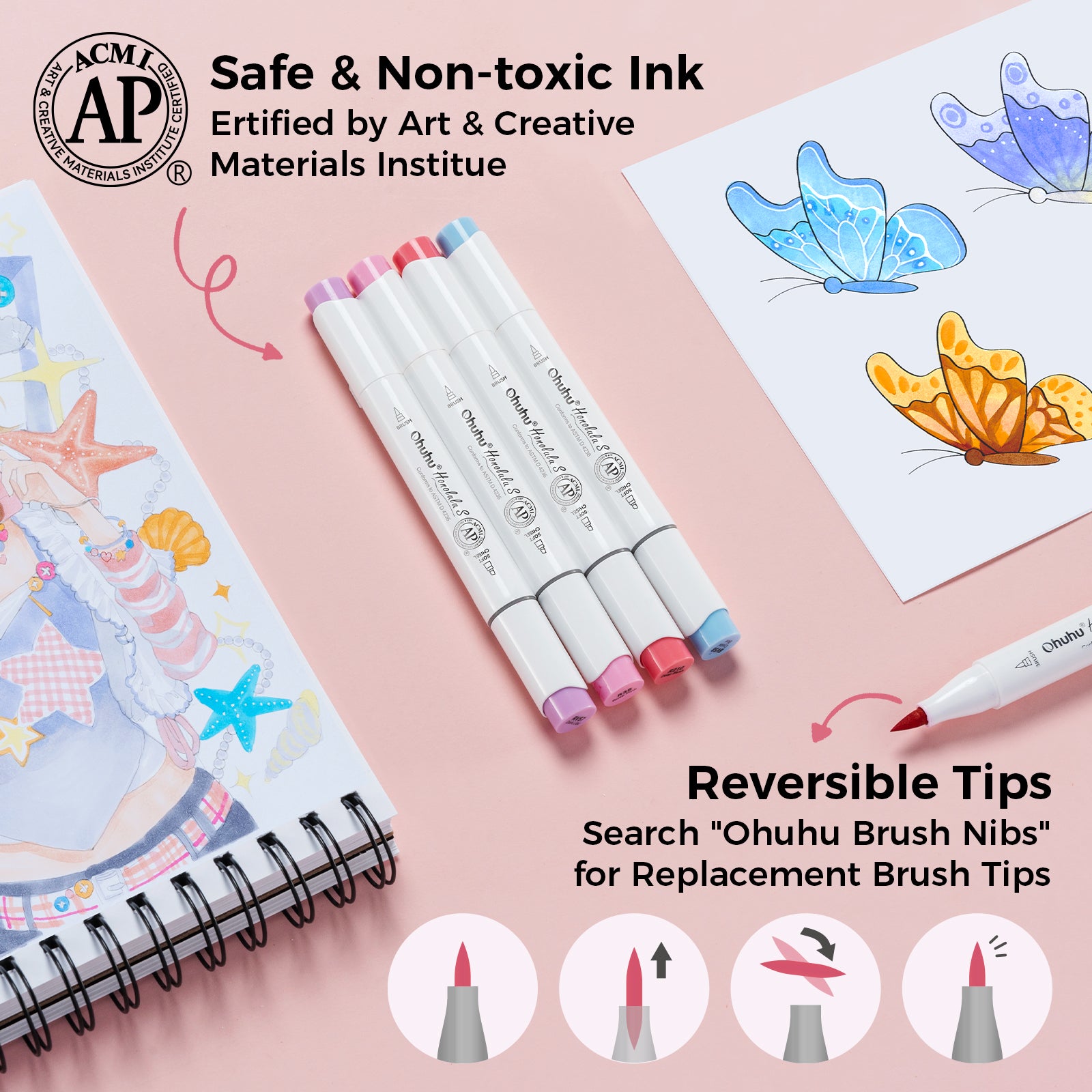 Ohuhu Honolulu S 60 Illustration Tone Colors Dual Soft Tips Alcohol Ar