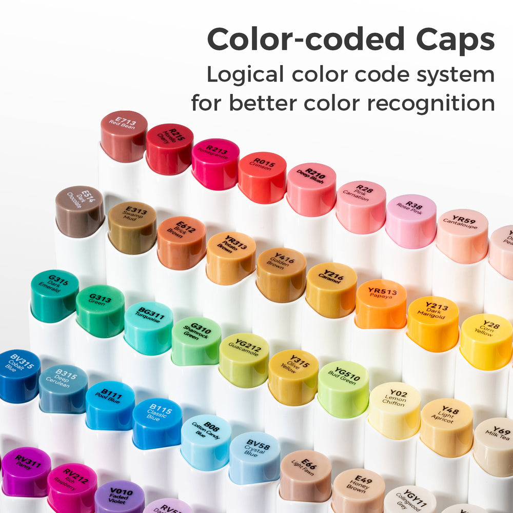 Ohuhu Honolulu S 60 Illustration Tone Colors Dual Soft Tips Alcohol Art Markers, Brush & Soft Chisel