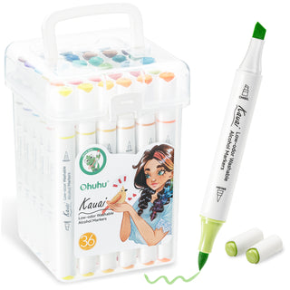Ohuhu Kauai 36 Colors Dual Tips Low-odor Washable Alcohol Art Markers