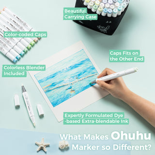 Ohuhu Honolulu New 48 Pastel Colors Dual Tips Alcohol Art Markers - Blossoming (New Color Codes)