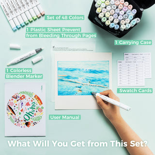 Ohuhu Honolulu New 48 Pastel Colors Dual Tips Alcohol Art Markers - Blossoming (New Color Codes)