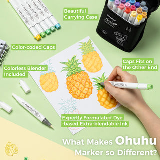 Ohuhu Honolulu² 24 Basic Colors Dual Tips Alcohol Art Markers