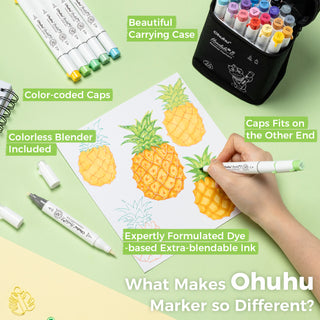 Ohuhu Honolulu² 24 Basic Colors Dual Tips Alcohol Art Markers