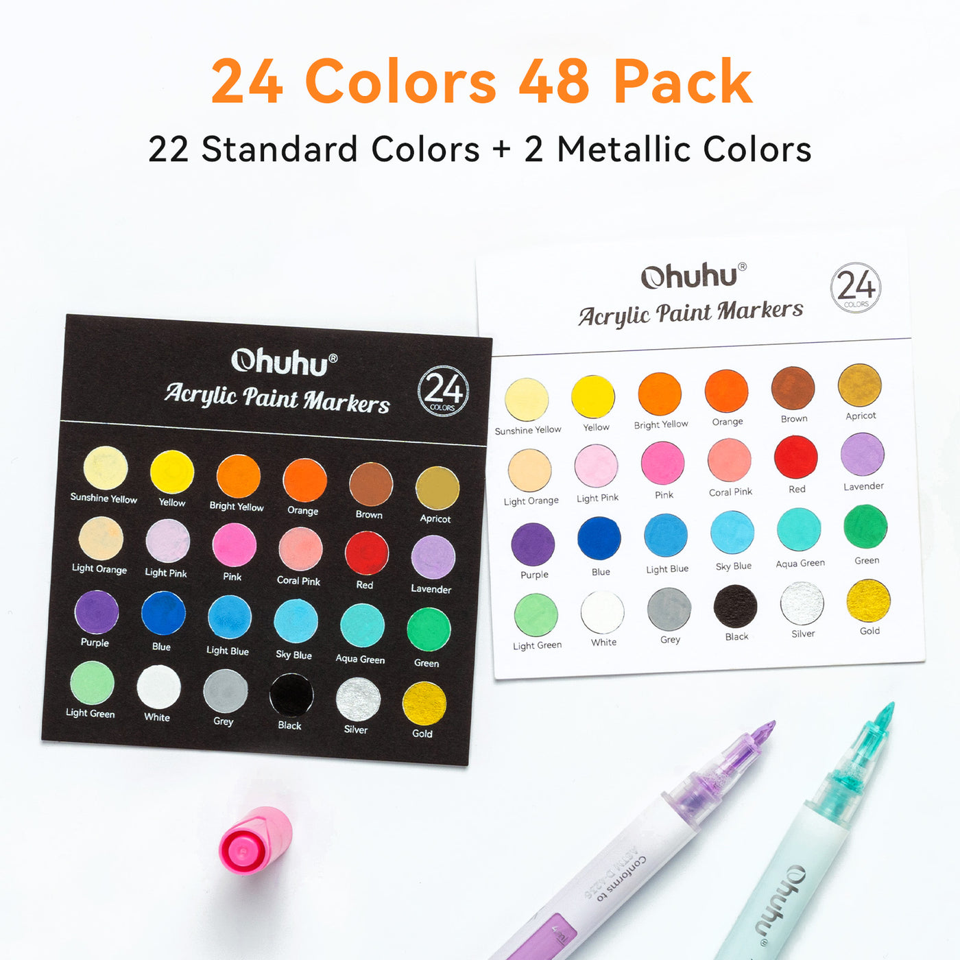 24 Color Piant Ohuhu Acrylic Markers 24 Colors 48 Pack