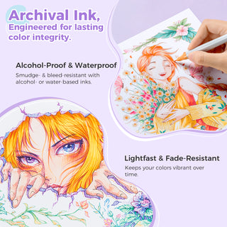 Ohuhu Colored Fineliner & Brush Pens, 12 Colors