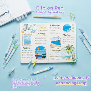 Ohuhu Colored Fineliner & Brush Pens, 12 Colors