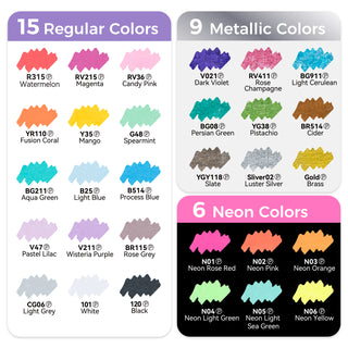 Ohuhu Dual Nib Waterproof Acrylic Pen 30 / 60 / 90 Colors - Kakaako