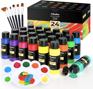 Ohuhu 24 Colors 2 Ounce/59ml Acrylic Painting Bottles