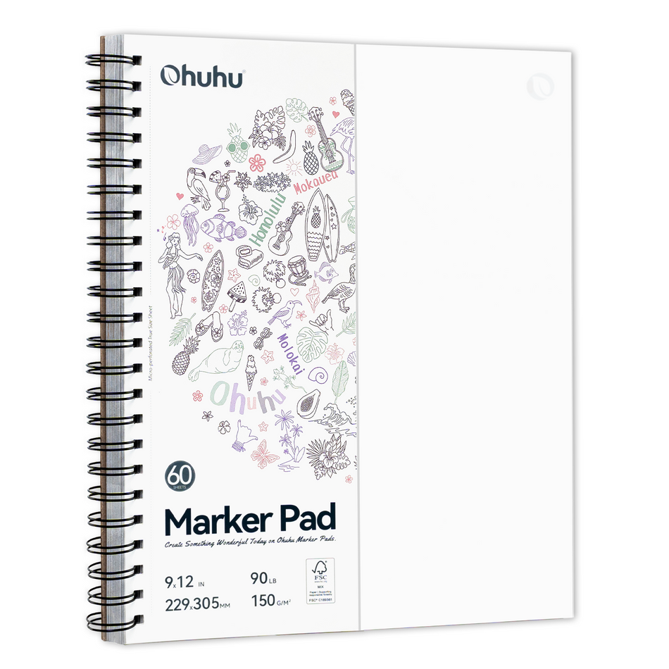 Ohuhu Bleedproof Double Sided Marker Pad Spiral Bound