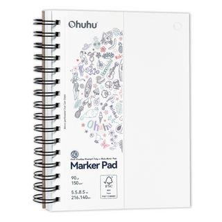 Ohuhu Bleedproof Double-Sided Marker Pad, Spiral-Bound