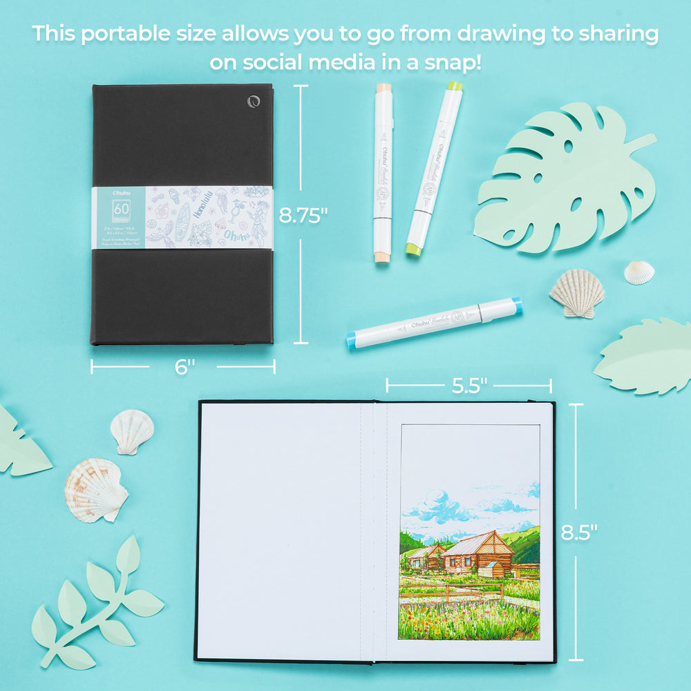 Ohuhu Bleedproof Double-Sided Marker Pad with PU Cover