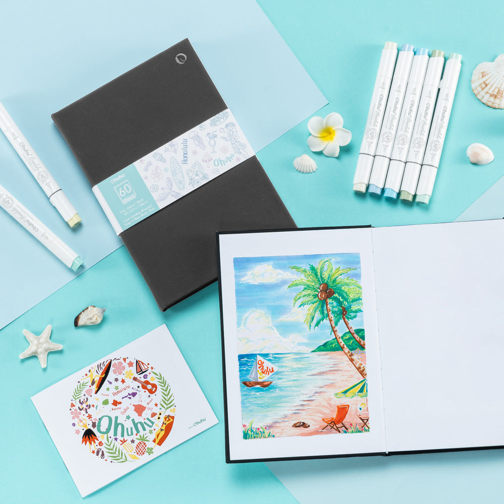 Ohuhu Bleedproof Double-Sided Marker Pad with PU Cover