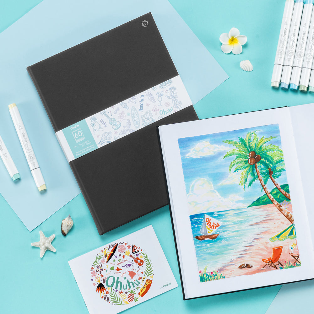 Ohuhu Bleedproof Double-Sided Marker Pad with PU Cover