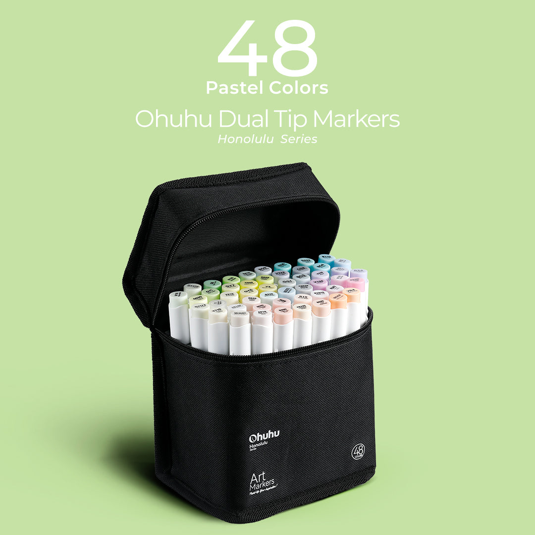 Ohuhu Honolulu New 48 Pastel Colors Dual Tips Alcohol Art Markers - Bl –  ohuhu