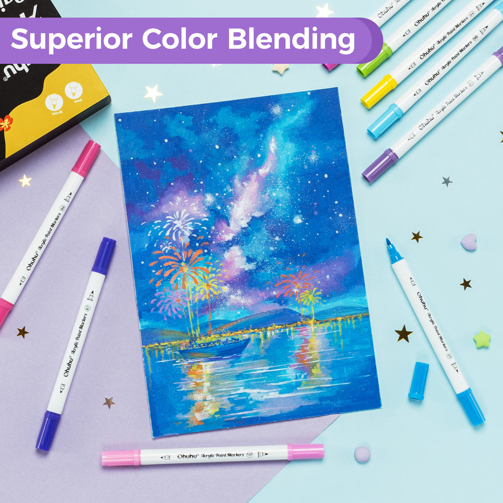 Ohuhu Acrylic Paint Markers Cotton-core 72 Colors - Akaka