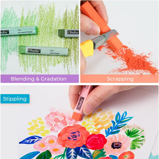 Ohuhu 72 Long Chalk Pastels Set for Adults Kids Beginners