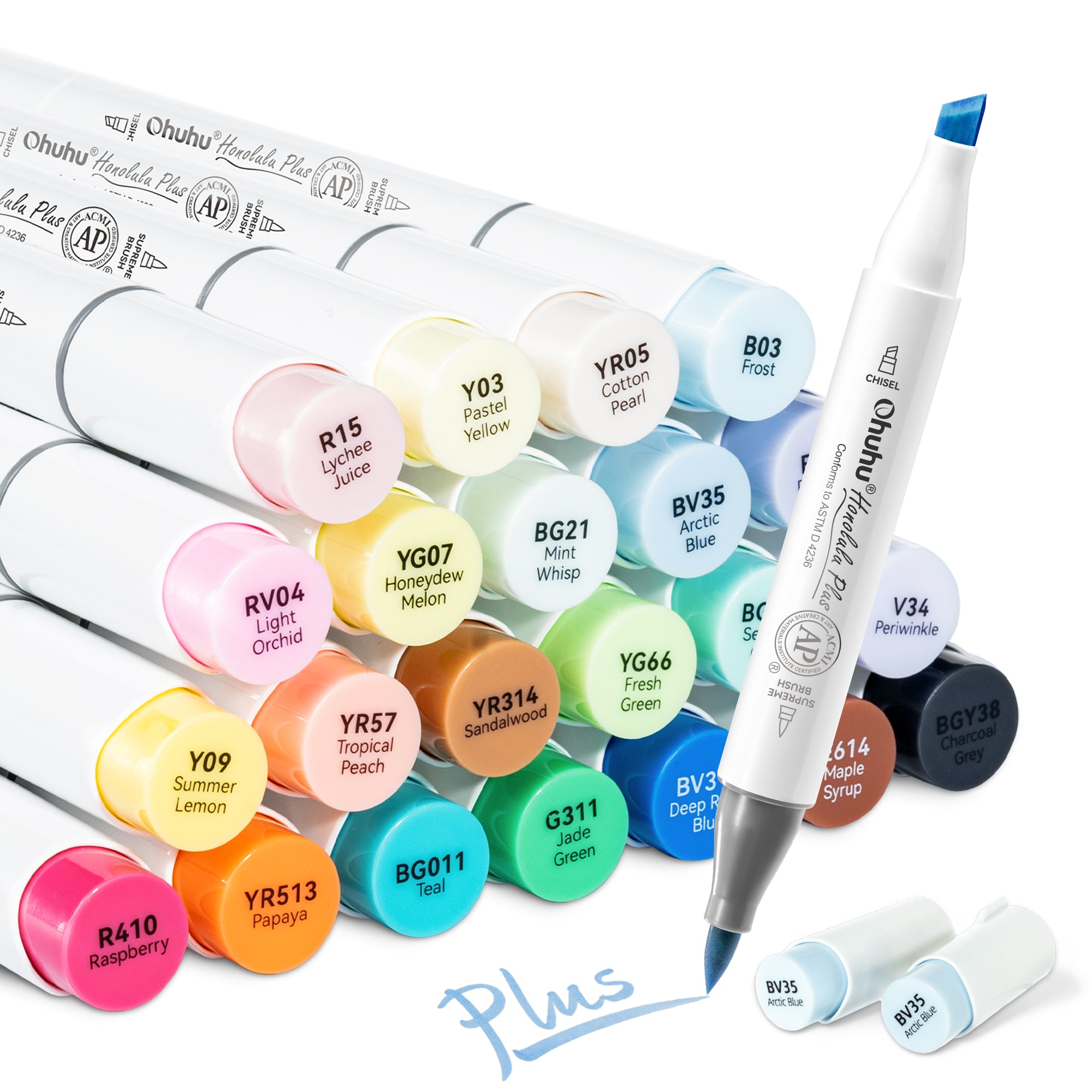 【Ohuhu】 オフーフ マーカー セット Ohuhu Honolulu Plus Series Supreme Rubber Brush Tip Markers