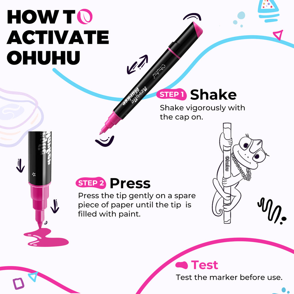 Ohuhu Dual Nib Waterproof Acrylic Pen 30 / 60 / 90 Colors - Kakaako