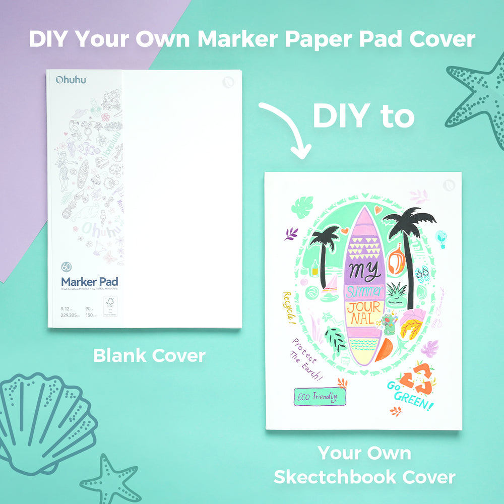 Ohuhu Bleedproof Double-Sided Marker Pad, Glue-Bound