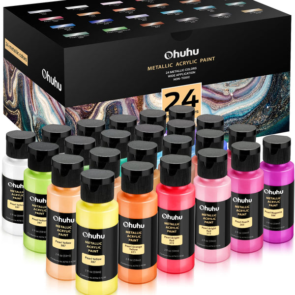 Ohuhu Acrylic Paint Set for Painting 24 Classic Colors 59ml 2oz Bottle