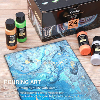 Ohuhu 24 Metallic Colors Acrylic Painting Bottles