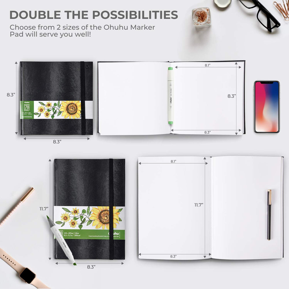 Ohuhu Marker Pads Art Sketchbooks for Markers, 2 Pack