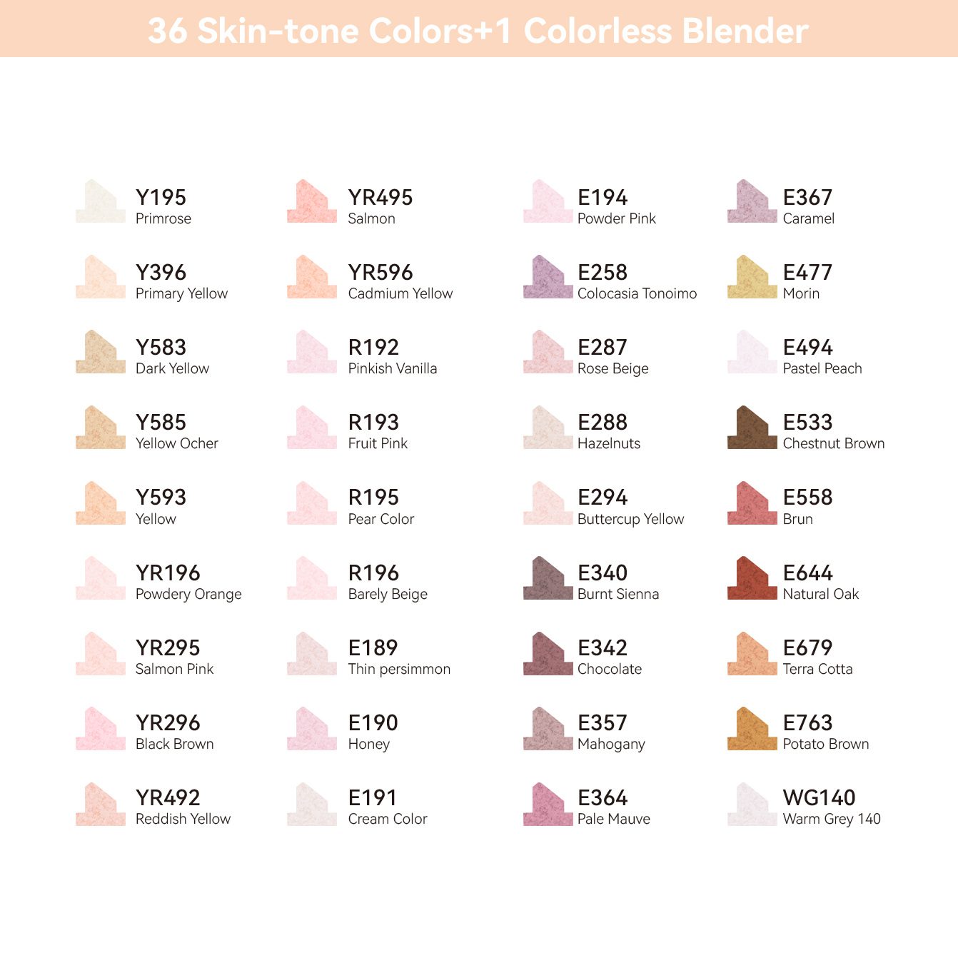 Ohuhu Oahu 36 Skin Tone Colors Dual Tips Alcohol Art Markers, Fine Chisel