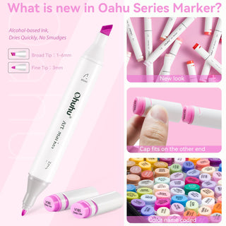 Ohuhu Oahu 48 Pastel Colors Dual Tips Alcohol Art Markers, Fine & Chisel