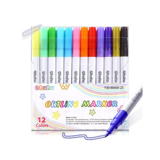 Ohuhu 12 Color Double Line Outline Metallic Markers
