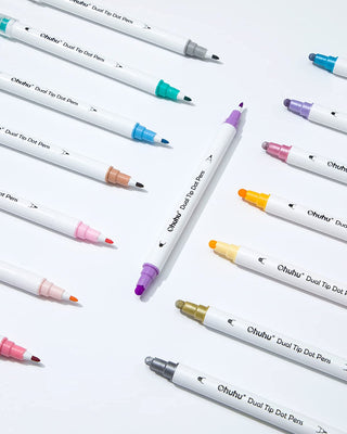 Ohuhu Dual Tip Dot Markers 15 Colors Dot Marker Pens (Fine & Dot)