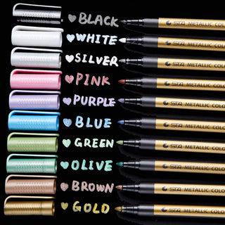 Ohuhu 10 Color Premium Metallic Marker Pens Fine Tip
