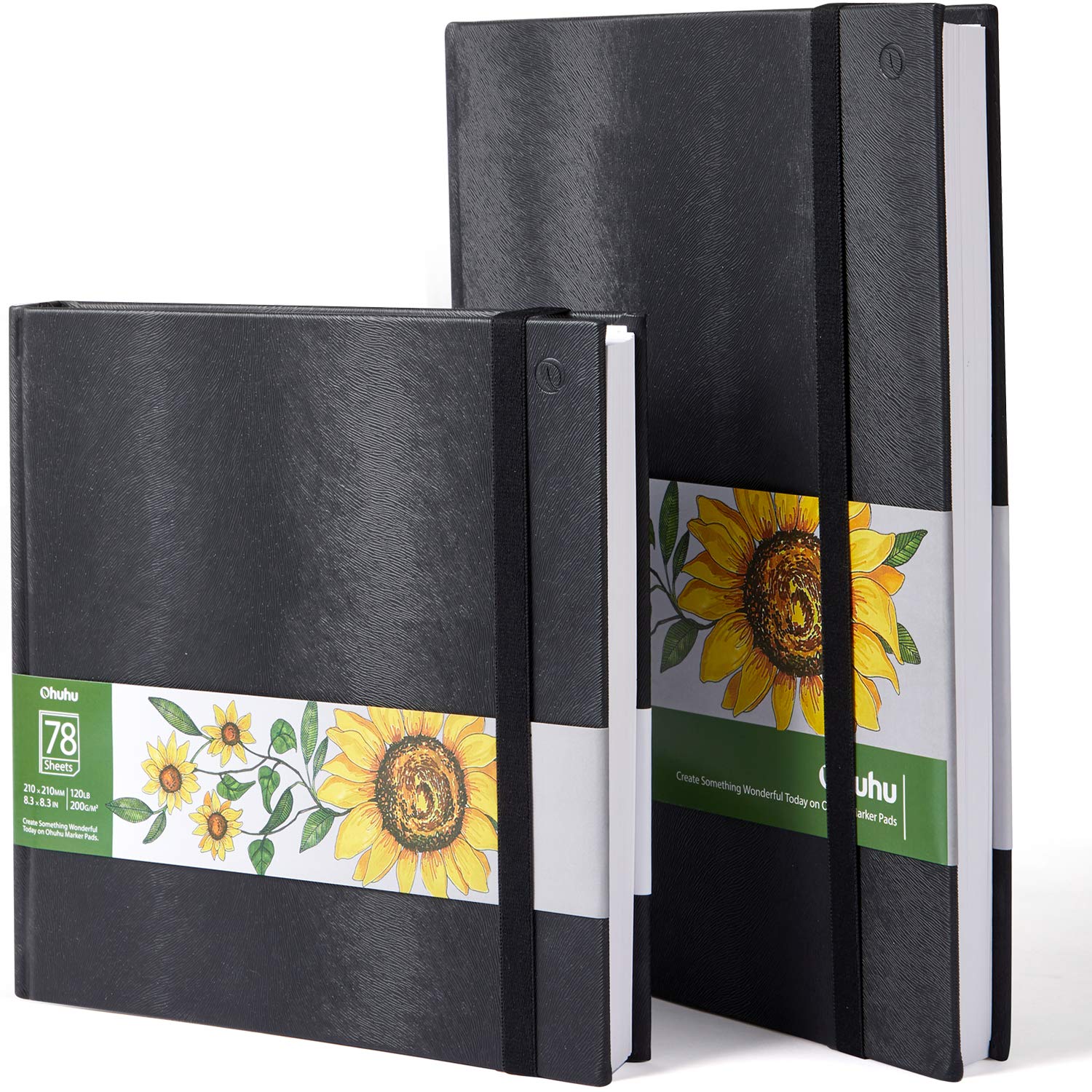 Ohuhu Marker Pads Art Sketchbooks for Markers, 2 Pack, 8.3 x 8.3& 8.3 x 11.7